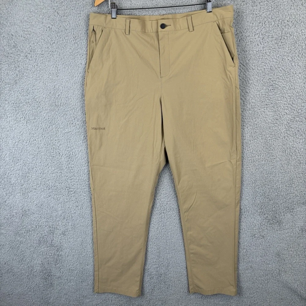 Marmot Arch Rock Pants Mens 38x30 Tan Nylon Hiking‎ Camping Outdoors Pockets